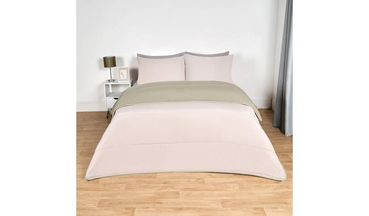 OHS Reversible 10.5 Tog Coverless Duvet Set Bedding Sage/Stone - Single