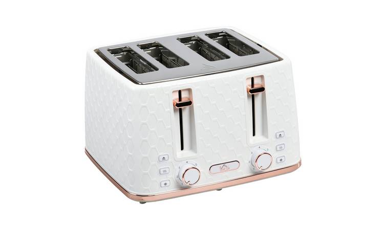 HOMCOM 4 Slice Toaster with 7 Browning Levels and Removable Crumb Tray - White