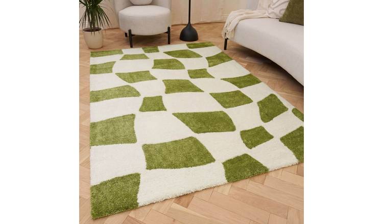 The Rugs Green and White Joli Chequered Rug - 160 x 230cm