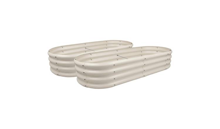 Harbour Housewares Rounded Raised Garden Beds 180 x 90cm Pack of 2 - Ivory