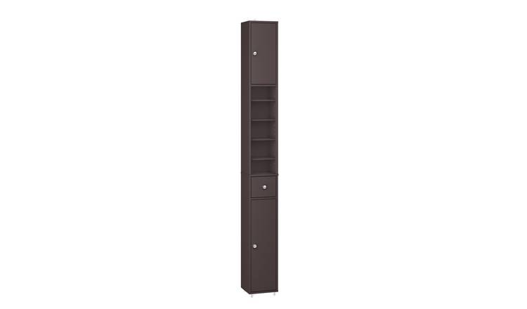 SoBuy 6 Adjustable Shelf Tall Slim Bathroom Storage Cabinet - Dark Brown