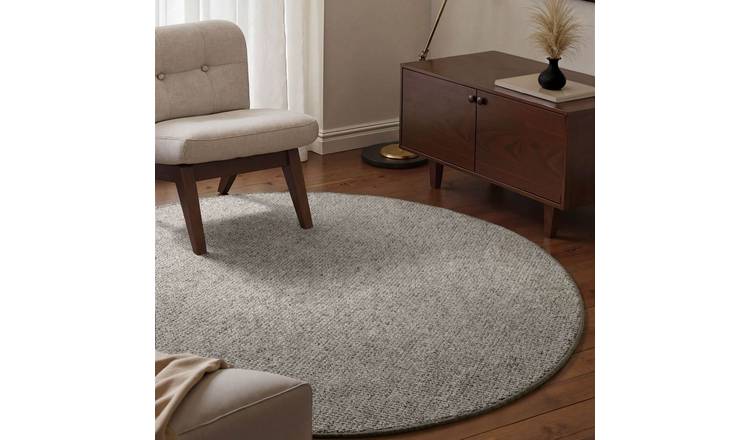 Hanse Home Grey Wolly Tufted Look Dense Plain Round Rug - 200cm