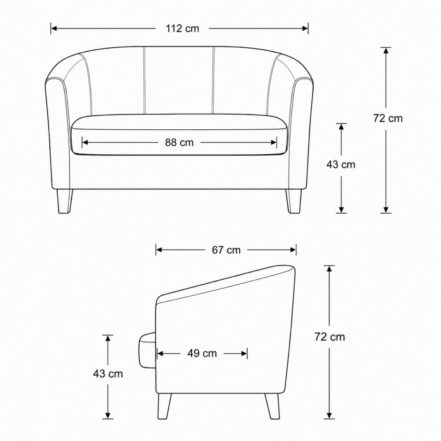 Artemis Home Meriden 2 Seat Tub Sofa - Brown - Image 4