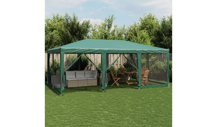 Walplus 6 x 4 m HDPE Party Tent with 10 Mesh Sidewalls - Green