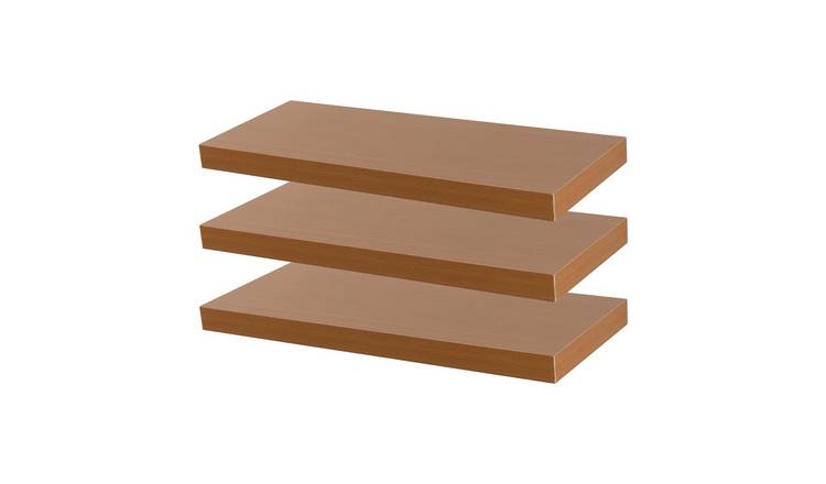 Harbour Housewares Modern Style Floating Wall Shelves - Brown - Set of 3