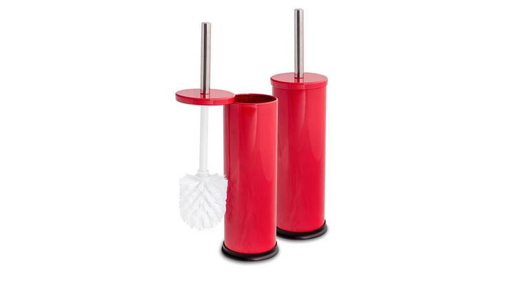 Harbour Housewares Round Toilet Brushes - Red - Pack of 2