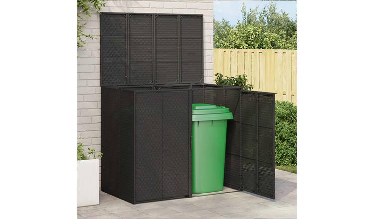 Walplus Pack of 2 Polyethylene Box Garbage Bin Box - Black - 130 x 80 x 115 cm