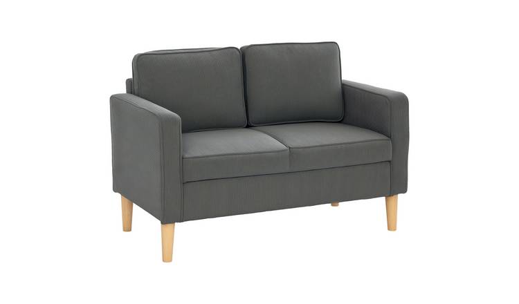 HOMCOM 2 Seater Wooden Sofa with Solid Wood Legs - Grey