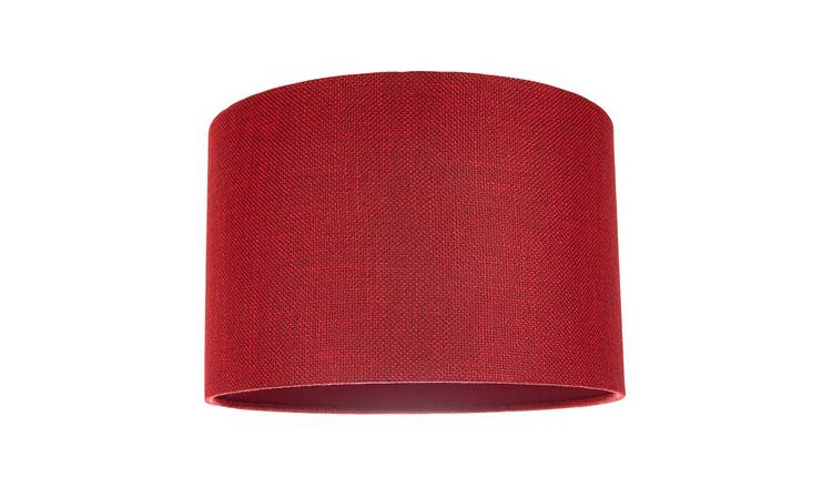 Happy Homewares Sleek Red Plain Natural Linen Fabric Drum Max Lampshade - 30cm