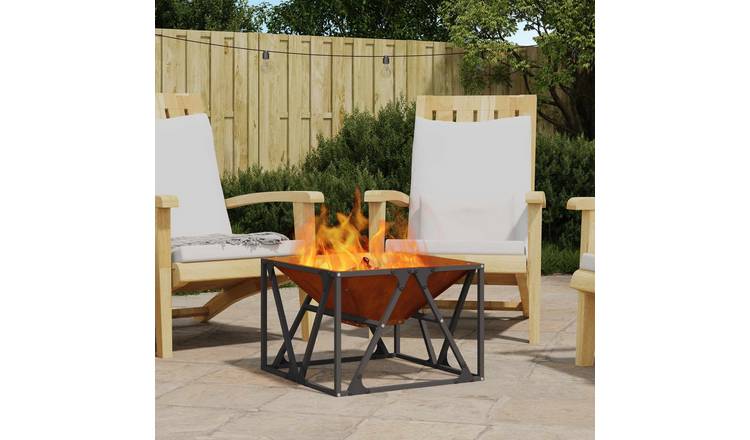 Walplus Steel Fire Pit Weathering - Brown - 50 x 50 x 35 cm