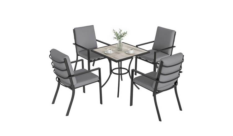 Outsunny 4 Seater Garden Dining Set with Table - Grey