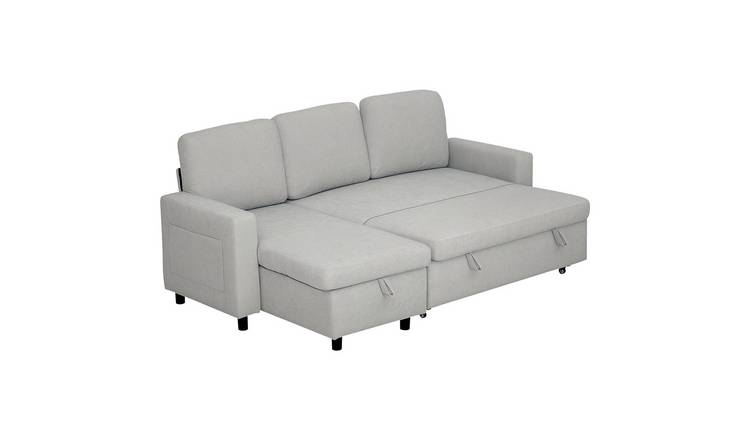 HOMCOM 3 Seater Corner Sofa Bed with Reversible Chaise - Light Grey