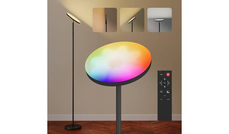 HOMCOM RGB Dimmable Uplighter Floor Lamp - Black