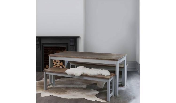 Noa & Nani Hever Solid Pine Dining Table - Grey & Dark Pine