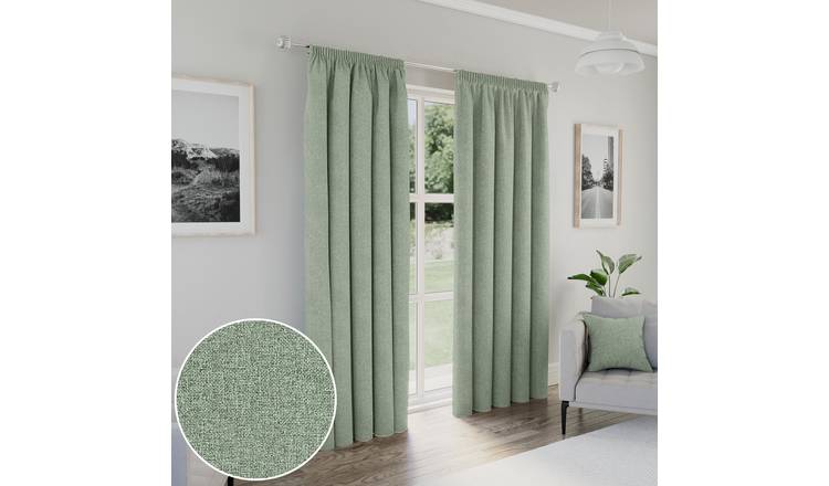 Enhanced Living Dallas Pencil Pleat Blackout Curtains - 117 x 137cm - Green