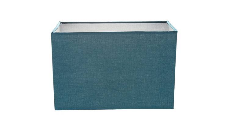 Happy Homewares Teal Linen Fabric Rectangular Lampshade - 29cm