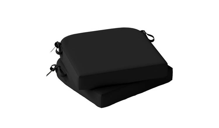 Outsunny Set of 2 UV Resistant Chair Cushions with Ties - Black