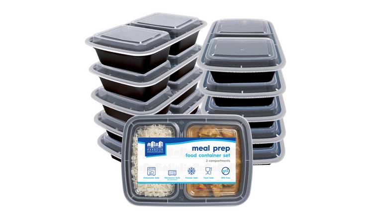 Harbour Housewares Reusable Meal Prep Containers (800ml) - Pack of 10