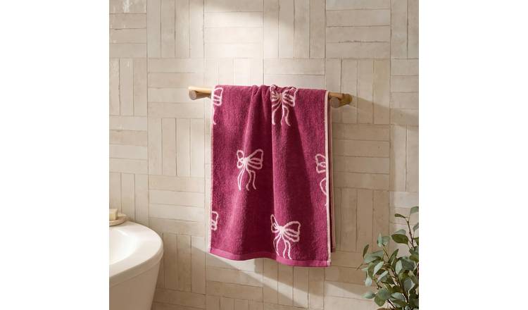 OHS Bows Pure Cotton Hand Towel - 50 x 80cm - Burgundy