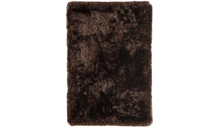 Mega Flooring Brown Shaggy Plain Rug - 70 x 140cm
