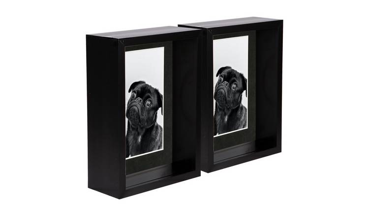 Nicola Spring 3D Deep Box Photo Frames - 5" x 7" with Mount - Set of 5 - Black