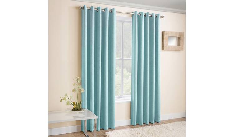 Enhanced Living Vogue Eyelet Thermal Curtains - 117 x 229cm - Sky Blue