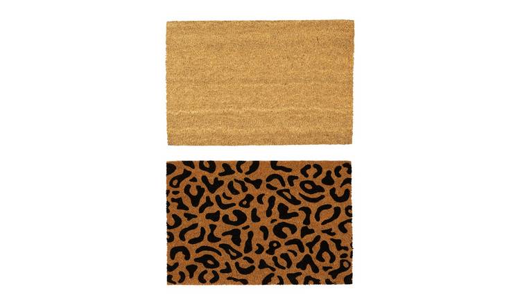 Nicola Spring Coir Door Mats - Leopard - Pack of 2