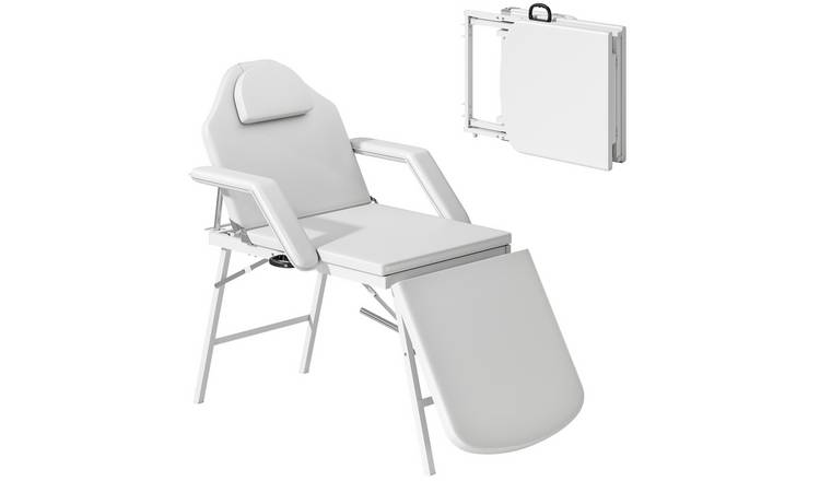 Homcom 3 Section Adjustable Foldable Face Hole Massage Table – White