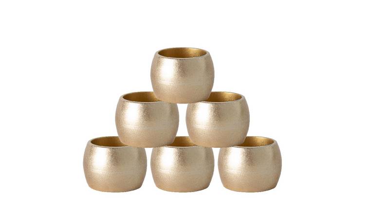 Argon Tableware Metallic Napkin Rings - Gold - Pack of 6