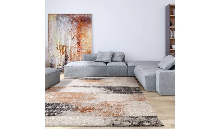 Mega Flooring Orange Modern Abstract Rug - 80 x 150cm