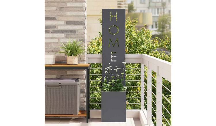 Walplus Texted Garden Privacy Screen Fretwork - Anthracite - 32 x 32 x 150 cm