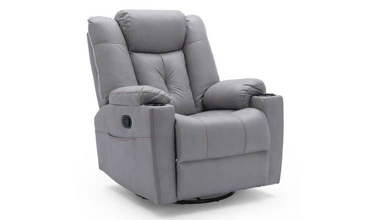 Furniture Online Afton Tech Fabric Recliner Rocking Swivel Chair - Grey