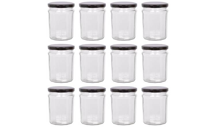 Argon Tableware Glass Jam Jars with Lids - Pack of 12
