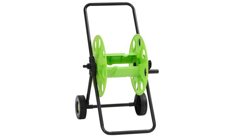 Walplus Galvanised Steel Hose Reel Cart for Hose - Green - 46 x 50 x 66 cm