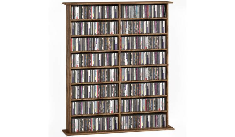 HOMCOM Wide 8 Tier Media Storage Shelf - Rustic Brown