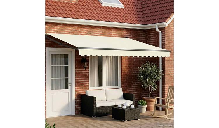 Walplus Electric Aluminium Awning - Cream and Anthracite - 400 x 300 cm