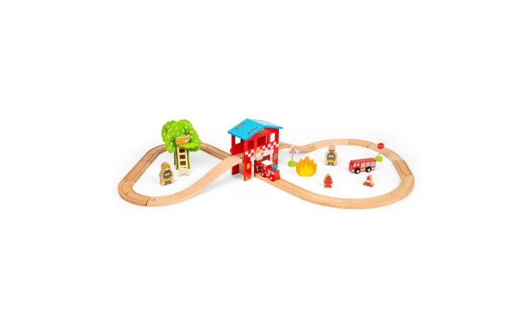 Bigjigs Rail Fire Station Train Set - 3 Years +