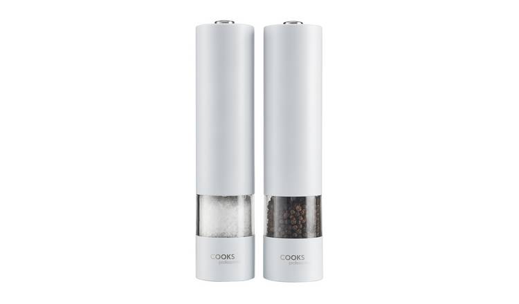 Cooks Professional Electric Salt and Pepper Mill Set - White