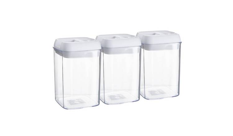 Argon Tableware Plastic Food Storage Containers- White - Set of 3