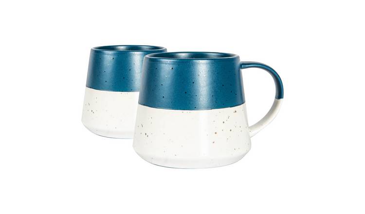 Nicola Spring Dipped Flecked Belly 370ml Coffee Mugs Pack of 2 - Navy