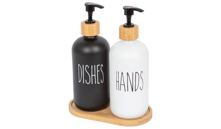 Harbour Housewares 2pc Hand & Dish Soap Dispenser Set  - White/Black - 500ml