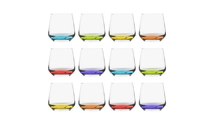 LAV Lal Glass Tumblers - 345ml - Coloured Base - Pack of 12