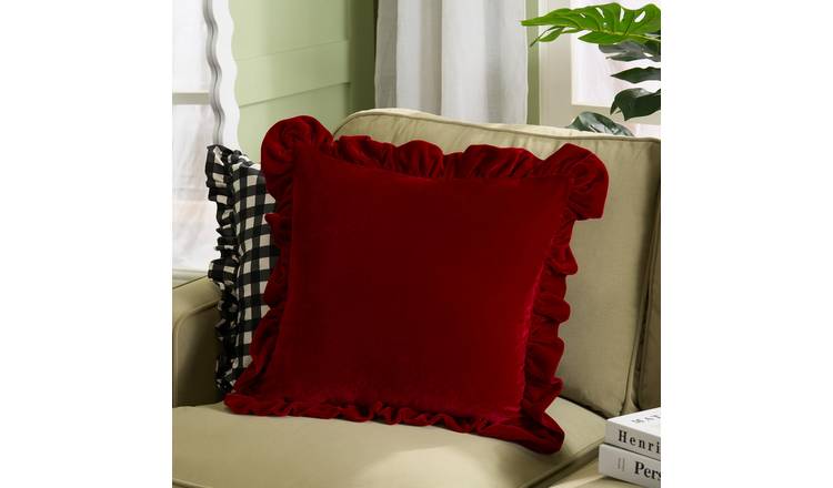 OHS 2 Pack Velvet Plush Cushion Covers 45 x 45cm - Red