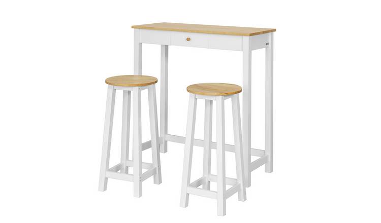 SoBuy Set Of 3 Table and 2 Stools Bar Set  - White