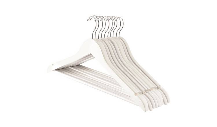 Harbour Housewares Wooden Coat Hangers - White - Pack of 10