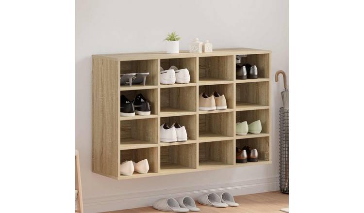 Walplus Engineered Wood Shoe Cabinet - Sonoma Oak - 103 x 30 x 67 cm