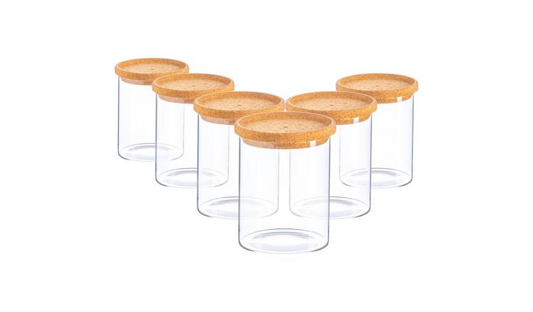 Argon Tableware Scandi Storage Jar with Cork Lids - Pack of 6