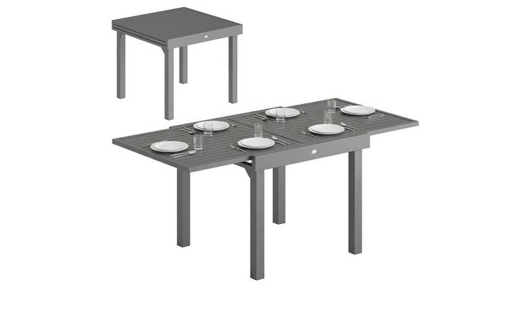 Outsunny Extending Garden Table for 4-8 People - Dark Grey