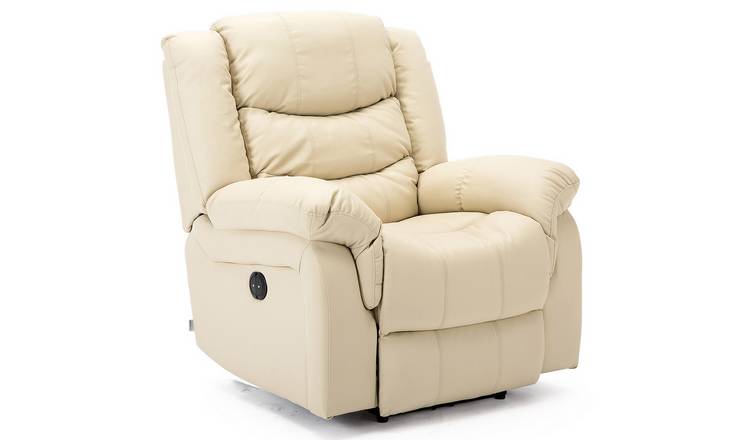 Furniture Online Seattle Electric Recliner Bonded Leather Chair - Cream
