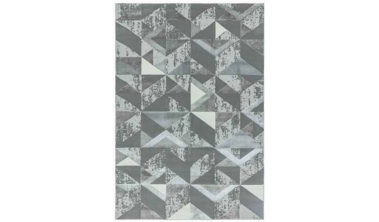 Mega Flooring Silver Modern Geometric Rug - 120 x 170cm